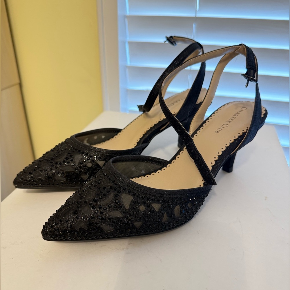 Charter Club Black Beaded Heels | Size 6.5 | New
